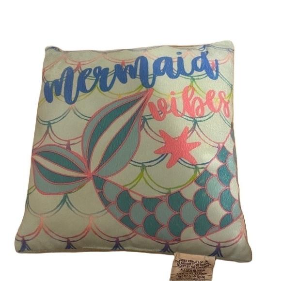 Mermaid Vibes Square Pillow Kids Room - Picture 1 of 3
